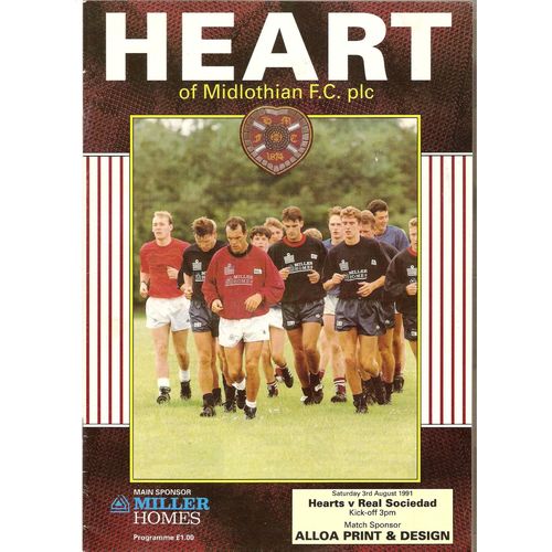 Hearts versus Real Sociadad 1991 football programme see my other listings