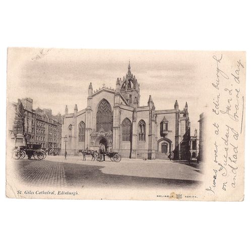 ST. GILES CATHEDRAL, EDINBURGH, SCOTLAND. antique used postcard 1906 postmark /