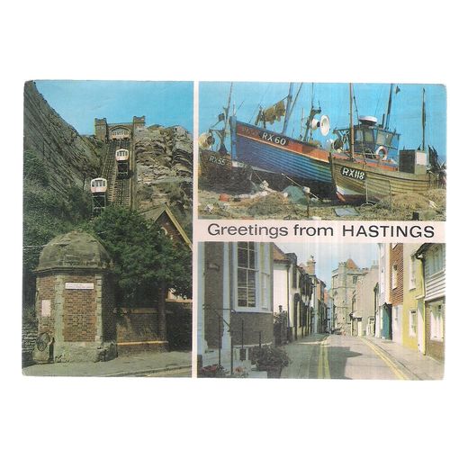 multiview, HASTINGS, SUSSEX. unused vintage postcard by Salmon =