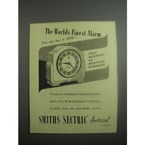 1948 Smith's Sectric Autocal Alarm Clock Ad - The world's finest alarm