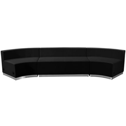 Reception Sectional Black White Leather* Concave 3 Pc Hotel Conference Center