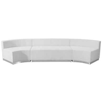 Reception Sectional Black White Leather* Concave 3 Pc Hotel Conference Center