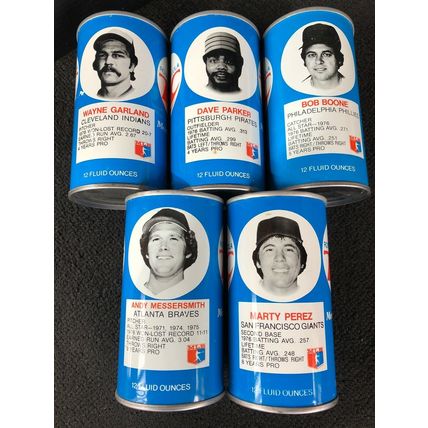 RC Cola 1977 Baseball Player Can Lot Of 5 Parker Boone Perez Garland Messersmith