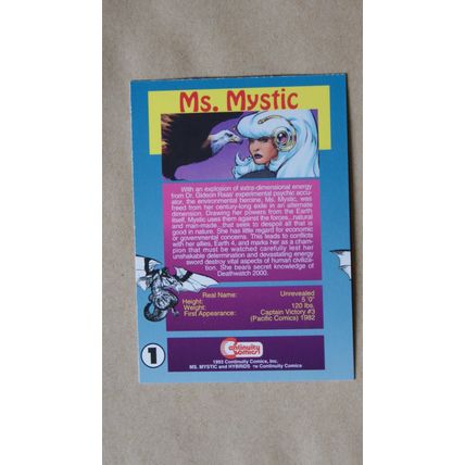 Continuity Comics promo trading Card # 1 Ms. Mystic (B) 1993