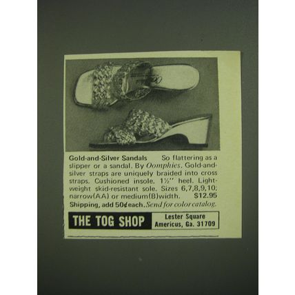 1974 The Tog Shop Oomphies Sandals Advertisement - Gold-and-Silver Sandals