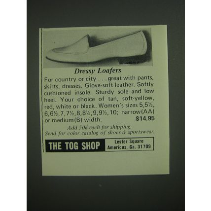 1974 The Tog Shop Loafer Shoes Advertisement - Dressy Loafers