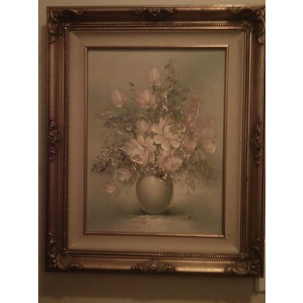 Beautiful floral in pinks and light green framed