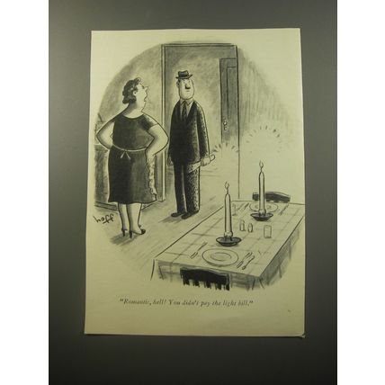1950 Cartoon by Syd Hoff - Romantic, hell! You didn't pay the light bill
