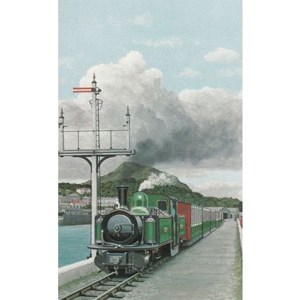 Earl Of Merioneth Leaving Portmadoc Railway Station Welsh Train Painting Postcar