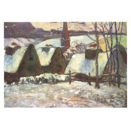 Paul Gauguin Breton Village Under The Snow Painting Postcard