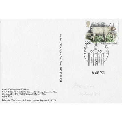 GB 1984 March PHQ FDC Cattle 20.5 p Liverpool special pm