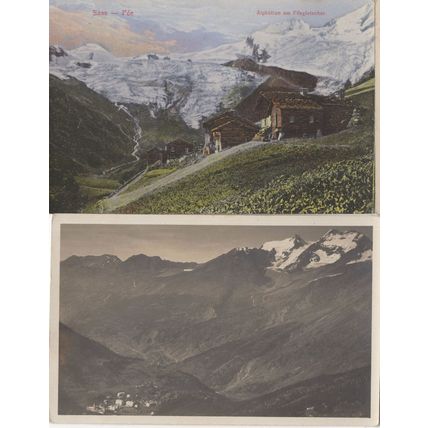AK Feegletscher Alphutten Switzerland 2x Old Postcard