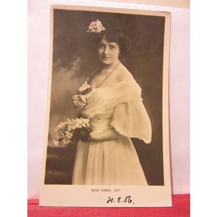 MISS ISABEL JAY . actress used antique postcard RP 1906 pm /