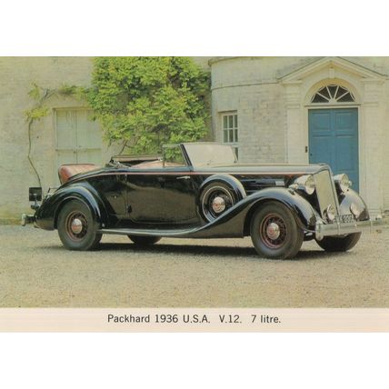 Packhard 1936 USA V12 7 Litre Classic Saloon Car Postcard