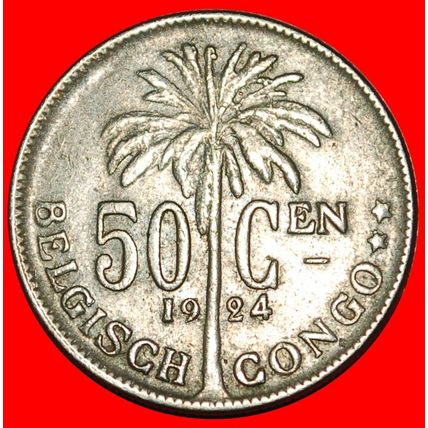 BELGIUM (1921-1929): BELGIAN CONGO★50 CENTIMES 1924! DUTCH★LOW START★NO RESERVE