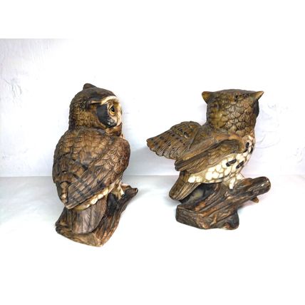 Homco Ceramic/Porcelain Owls pair, 5" tall. #1114 Beautiful/Adorable! Fast Ship!