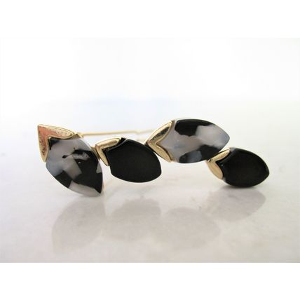 Small polished stone gold hair barrette clip for fine thin hair