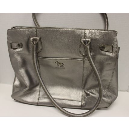 Emma Fox Silver Handbag, Quilted back exterior, double handles