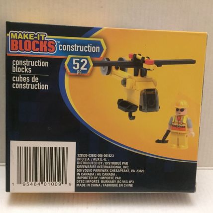 NEW Make it Blocks Helicopter Construction Set - 52 Pieces