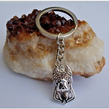 CANE CORSO SILVER METAL KEY RING IN VELVET GIFT BAG