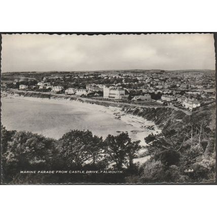 Marine Parade from Castle Drive, Falmouth, Cornwall, c.1950s - RP Postcard