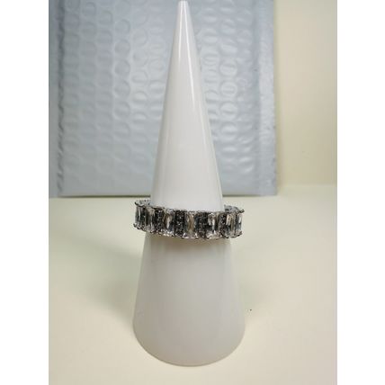 Bomb Party Sz8 Revealed BP Ring Jewelry RBP Full Wrap Colorless Gems Rhodium P