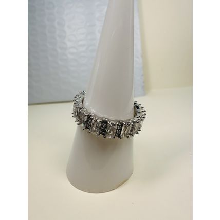 Bomb Party Sz8 Revealed BP Ring Jewelry RBP Full Wrap Colorless Gems Rhodium P
