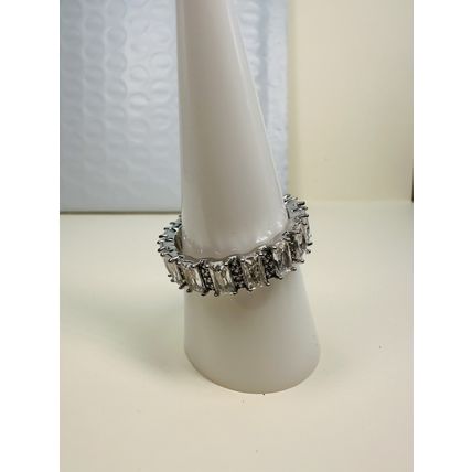 Bomb Party Sz8 Revealed BP Ring Jewelry RBP Full Wrap Colorless Gems Rhodium P