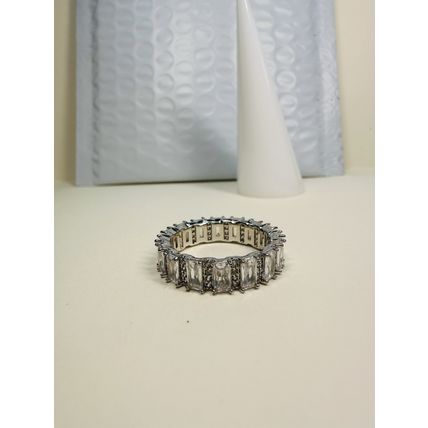 Bomb Party Sz8 Revealed BP Ring Jewelry RBP Full Wrap Colorless Gems Rhodium P