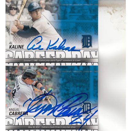 AL KALINE & MIGUEL CABRERA AUTO 2012 DETROIT TIGERS HOF WORLD CHAMPION PLAYERS