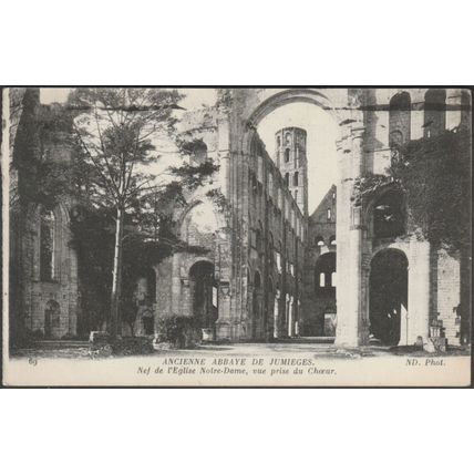 Nef d'Eglise Notre-Dame, Ancienne Abbaye de Jumièges, 1920 - Neurdein CPA ND69