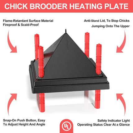 10" X 10" Chick Brooder Heating Plate with anti Stand Cone, Brooder Heater for C