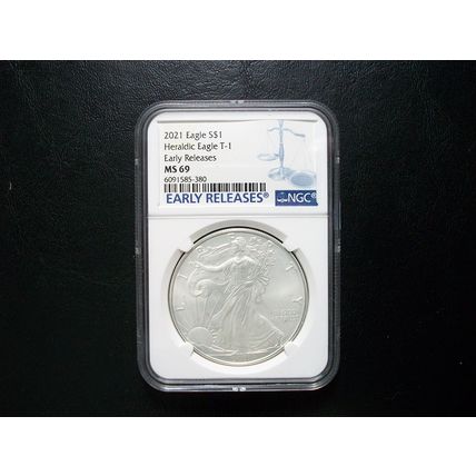 2021 NGC Silver Eagle Early Releases Heraldic Eagle T-1 MS69