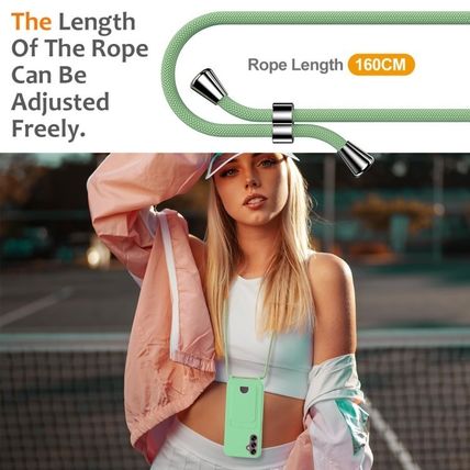 Card Slot Liquid Silicone Crossbody Green Phone Case Cover for Samsung S24 FE