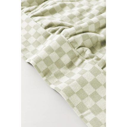 Green Checkered Print Kangaroo Pocket Drawstring Hoodie