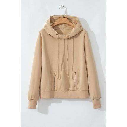 Parchment Zipped Pocket Cozy Drawstring Hoodie