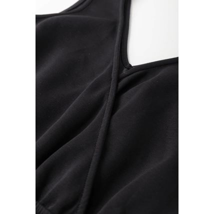 Black Wrap V Neck Sleeveless High Waist Jumpsuit