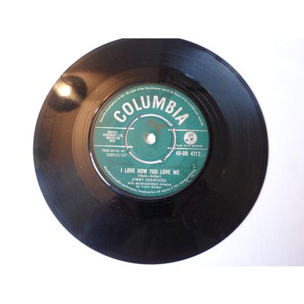 7" 1961.JIMMY CRAWFORD.I LOVE HOW LOVE ME.COLUMBIA DB 4717, VERY GOOD,