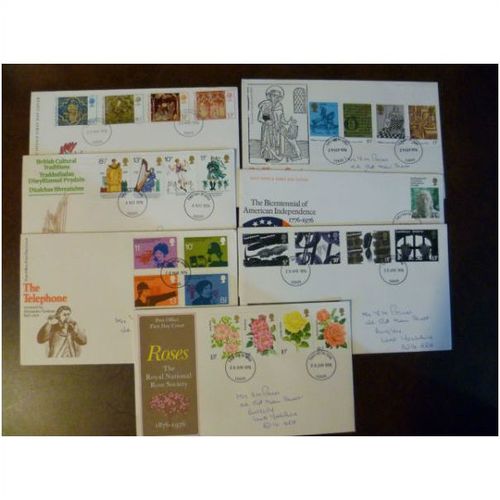1976 GB Collection year set of 7 PO First Day Covers FDI stamps 2