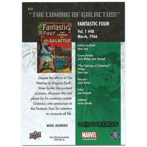 2012 Marvel Beginnings 2 Breakthrough Issues - #B-53 - Fantastic Four #48