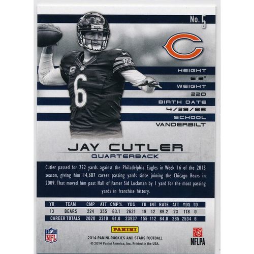 2014 Panini Rookies & Stars #5 Jay Cutler Chicago Bears