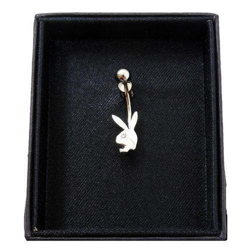 Playboy Body Jewelry Belly Ring Curved Barbell Bunny Logo Swarovski Crystal