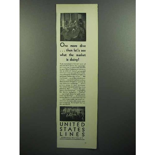 1930 United States Lines Cruise Ad - One More Dive