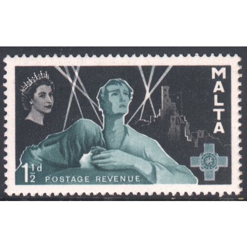 Malta 1958 - SG289 - 1½d green/black - "Bombed Our Family"' - MH