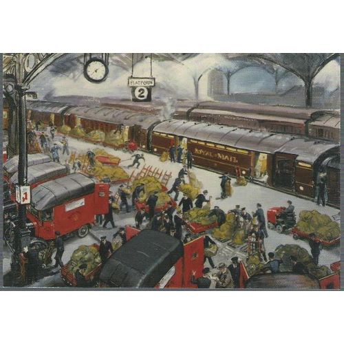 London - Euston Station Travelling Post Office - Museum art postcard