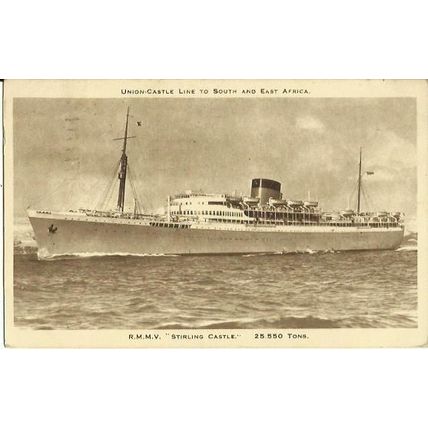 Union Castle Line RMMV STIRLING CASTLE Company Postcard