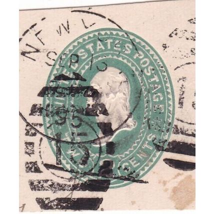 United States 1895 George Washington 2c Stationary Cut Out New York cancel VGC
