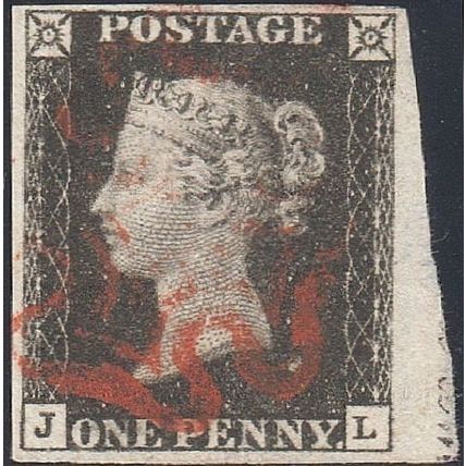 SG: 2 (JL);;vfu part marginal inscription Plate 1b Cat £ 400.00