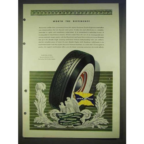 1940 Goodyear Double Eagle Airwheel Tire Ad - Worth