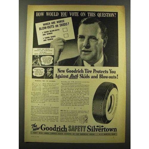 1940 Goodrich Safety Silvertown Tires Ad - Vote on This